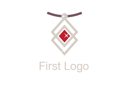 necklac with a diamond shaped ruby logo