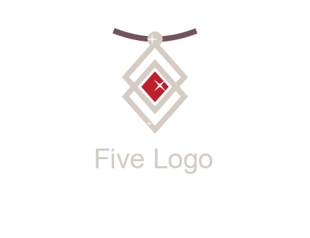 necklac with a diamond shaped ruby logo