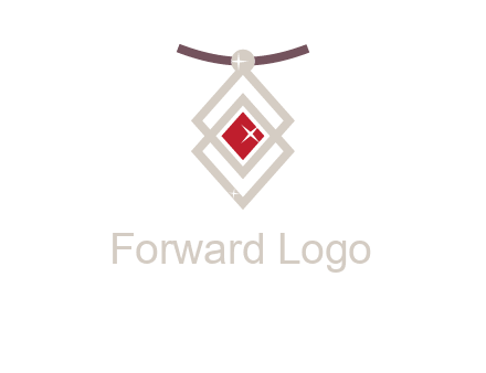 necklac with a diamond shaped ruby logo