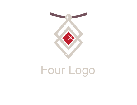 necklac with a diamond shaped ruby logo