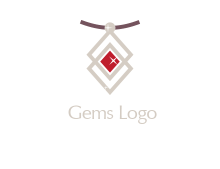 necklac with a diamond shaped ruby logo
