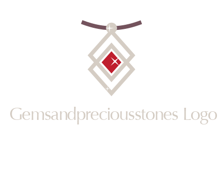 necklac with a diamond shaped ruby logo