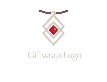 necklac with a diamond shaped ruby logo