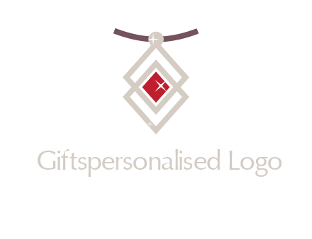 necklac with a diamond shaped ruby logo