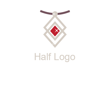 necklac with a diamond shaped ruby logo
