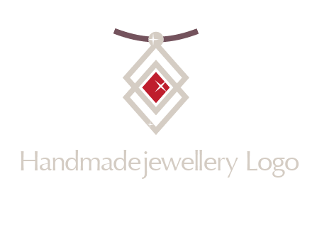 necklac with a diamond shaped ruby logo