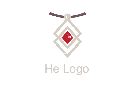 necklac with a diamond shaped ruby logo