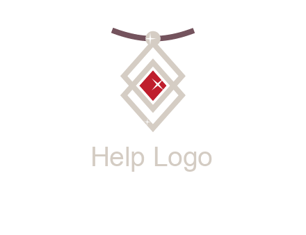 necklac with a diamond shaped ruby logo
