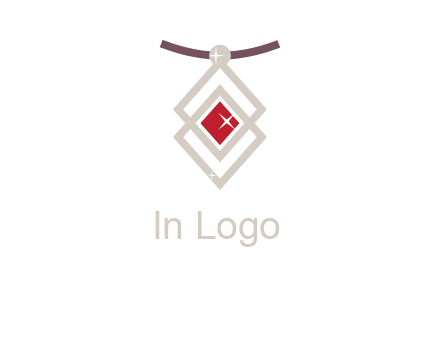 necklac with a diamond shaped ruby logo