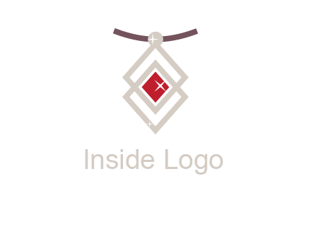 necklac with a diamond shaped ruby logo