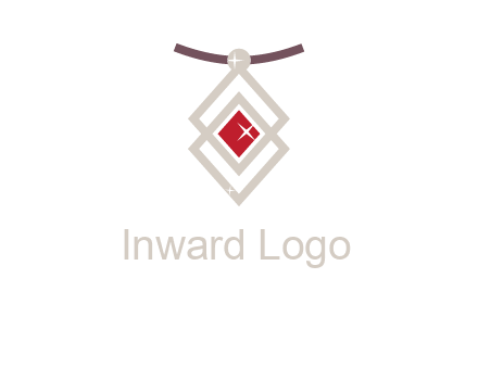 necklac with a diamond shaped ruby logo
