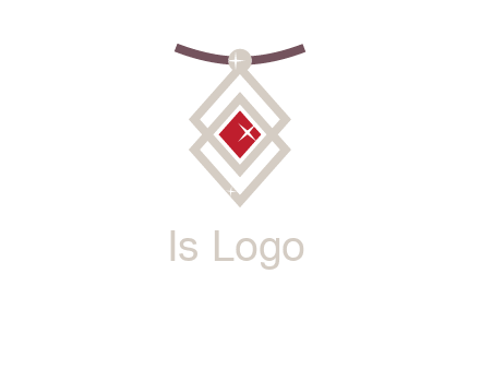 necklac with a diamond shaped ruby logo