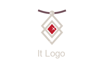 necklac with a diamond shaped ruby logo