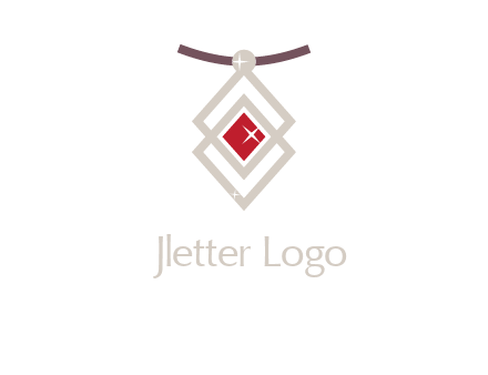 necklac with a diamond shaped ruby logo