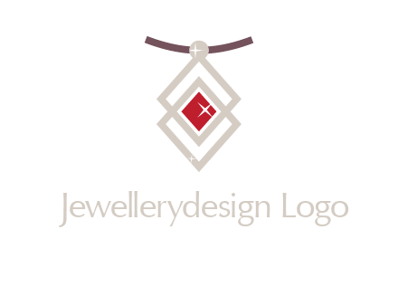 necklac with a diamond shaped ruby logo