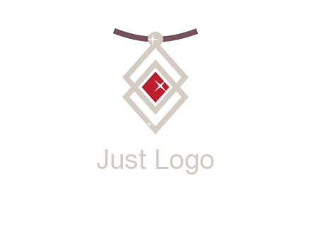 necklac with a diamond shaped ruby logo