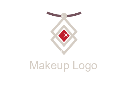 necklac with a diamond shaped ruby logo