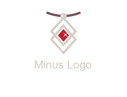 necklac with a diamond shaped ruby logo