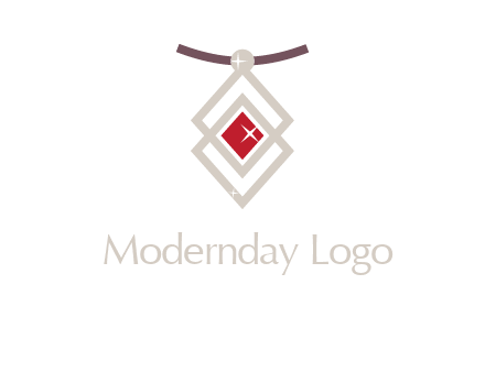 necklac with a diamond shaped ruby logo