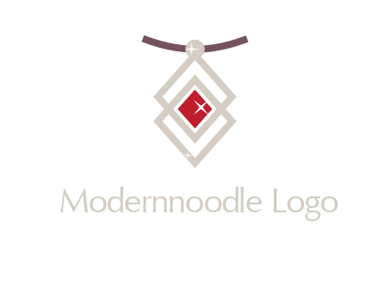 necklac with a diamond shaped ruby logo