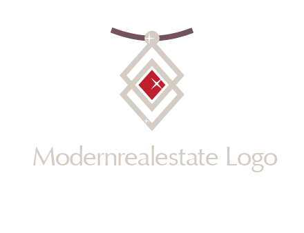 necklac with a diamond shaped ruby logo