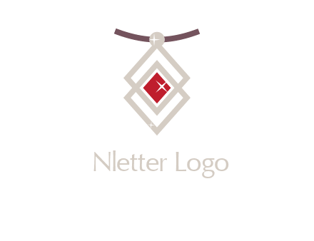 necklac with a diamond shaped ruby logo