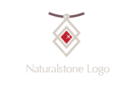 necklac with a diamond shaped ruby logo