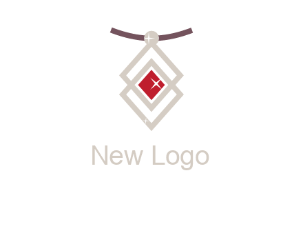 necklac with a diamond shaped ruby logo