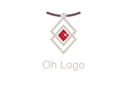 necklac with a diamond shaped ruby logo