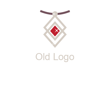 necklac with a diamond shaped ruby logo