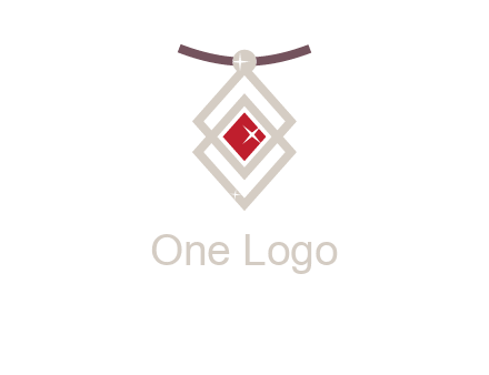 necklac with a diamond shaped ruby logo