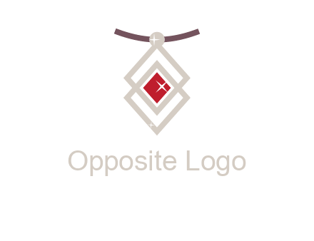 necklac with a diamond shaped ruby logo