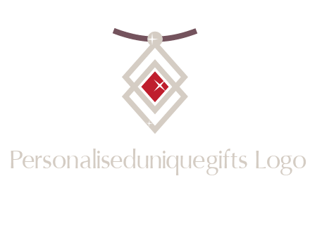 necklac with a diamond shaped ruby logo