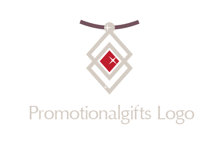 necklac with a diamond shaped ruby logo