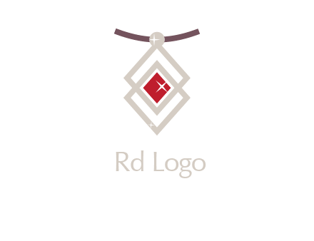 necklac with a diamond shaped ruby logo