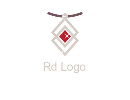 necklac with a diamond shaped ruby logo