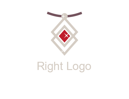 necklac with a diamond shaped ruby logo