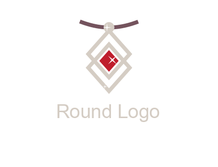 necklac with a diamond shaped ruby logo