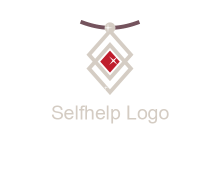 necklac with a diamond shaped ruby logo