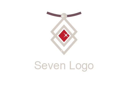 necklac with a diamond shaped ruby logo