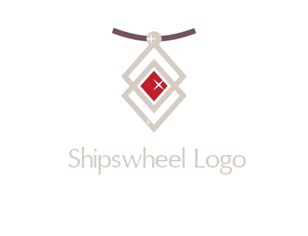 necklac with a diamond shaped ruby logo