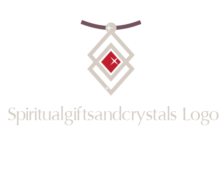 necklac with a diamond shaped ruby logo