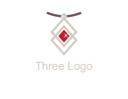 necklac with a diamond shaped ruby logo