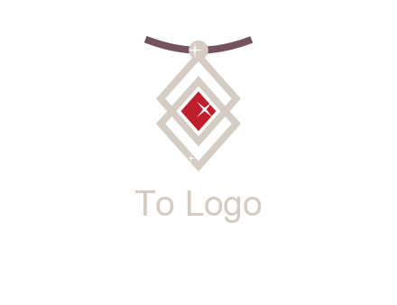 necklac with a diamond shaped ruby logo