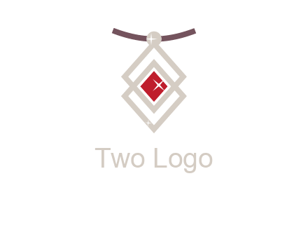 necklac with a diamond shaped ruby logo