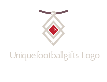 necklac with a diamond shaped ruby logo