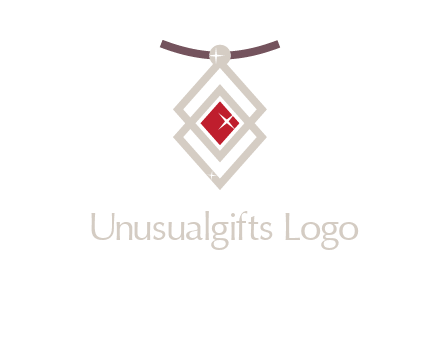 necklac with a diamond shaped ruby logo