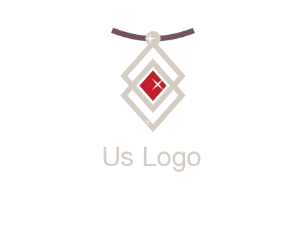 necklac with a diamond shaped ruby logo