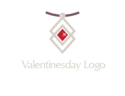 necklac with a diamond shaped ruby logo