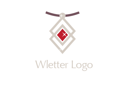 necklac with a diamond shaped ruby logo